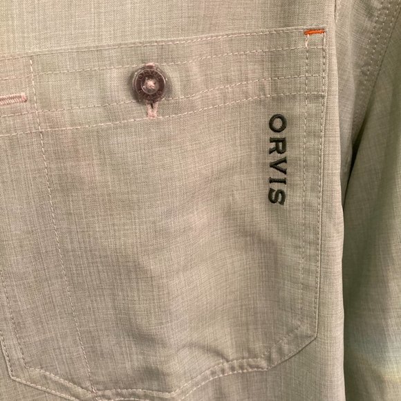 Orvis Mens Green insect repellent Button shirt. Large - Picture 2 of 12